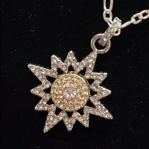 Mixed Metal Crystal Starburst Necklace